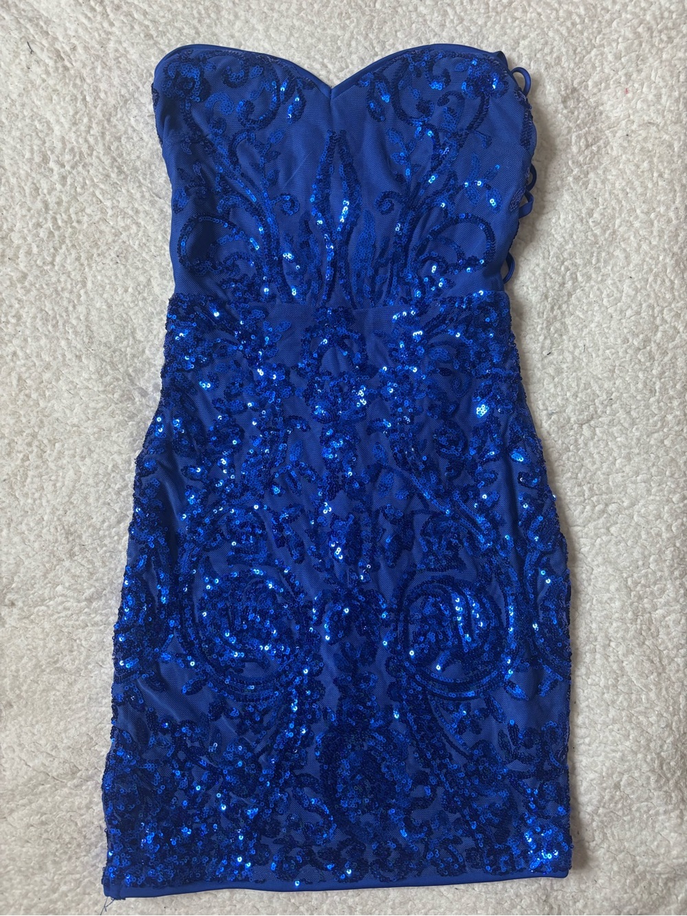 Lulu's Cobalt Blue Sequin Strapless Party Dress